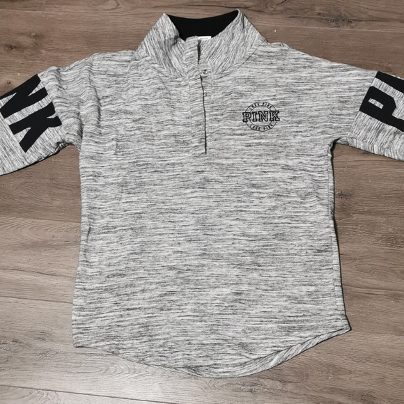 PINK grey and white collared sweatshirt - Picture 2 of 4